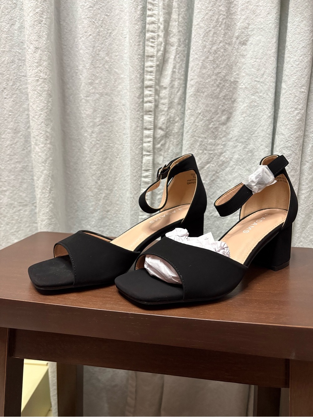 Black Ankle-Strap Block Heel Sandals